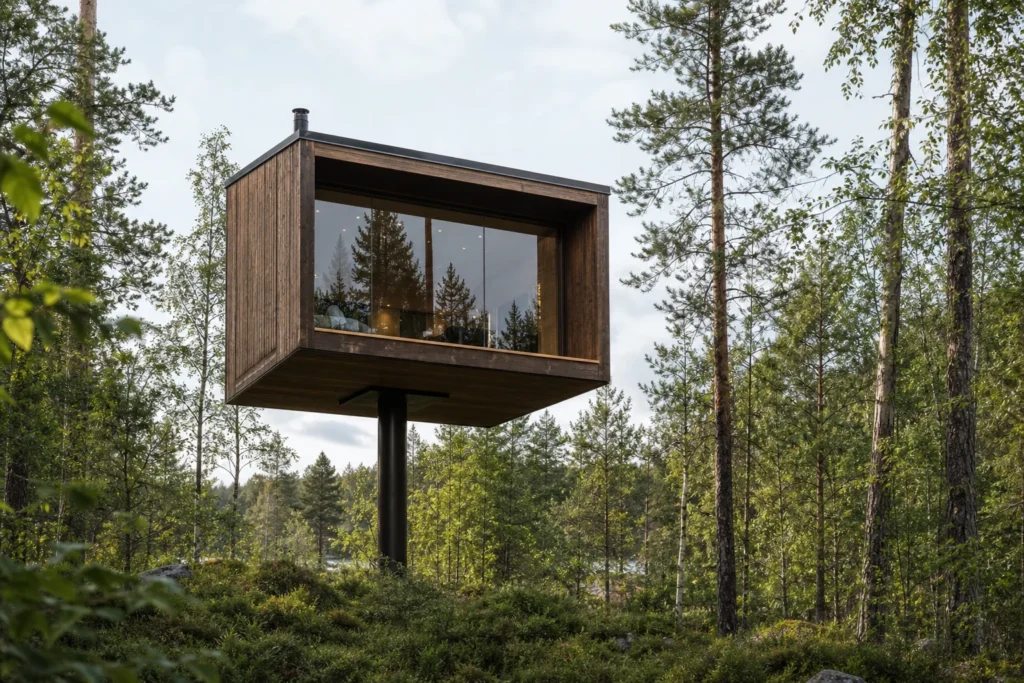treehouse accommodation surrounded by trees at Niliaitta at Kivijärvi Resort in Finland