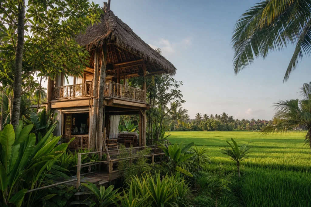 treehouse accommodation surrounded by trees at Tree House Retreat in North Kuta in Bali